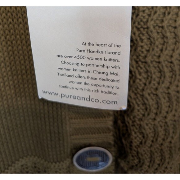 Pure Handknit Cardigan Sweater Patchwork Cotton Stretch Button Front Size M/L - Picture 14 of 15
